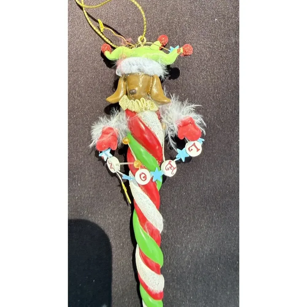 Vintage Katherines Collection Dangle Leg Noel Dog Christmas Ornament Rare! -K2